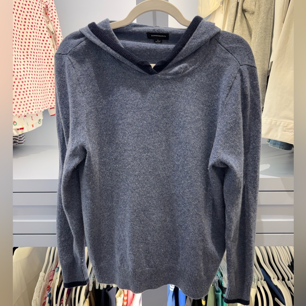 Summersalt Pale Blue Hooded Merino and Cashmere Blend Hoodie